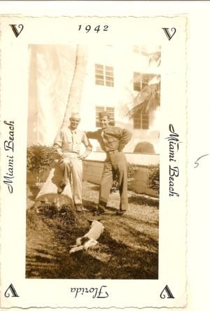 Ernie and I just to the right of the hotel